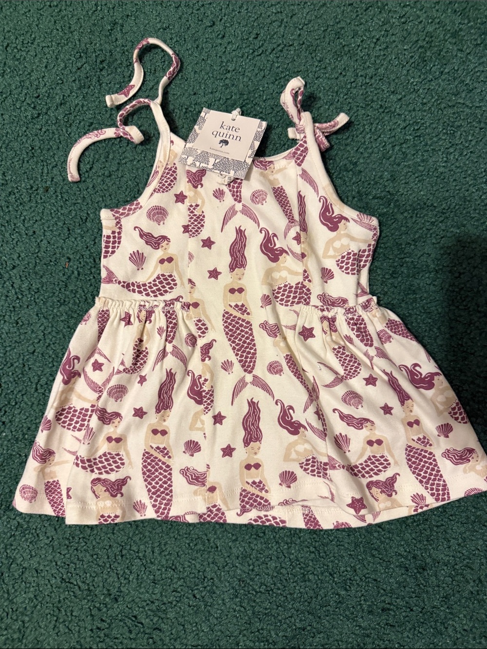 kate quinn Cream Dress with Plum Mermaid Print
